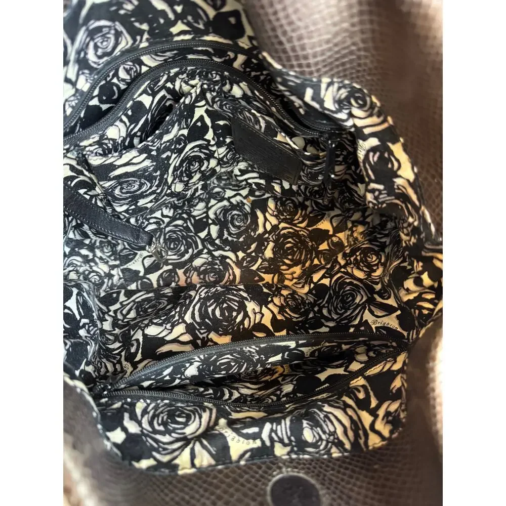 Brighton Embossed Snake Leather Shoulder Bag Pewter